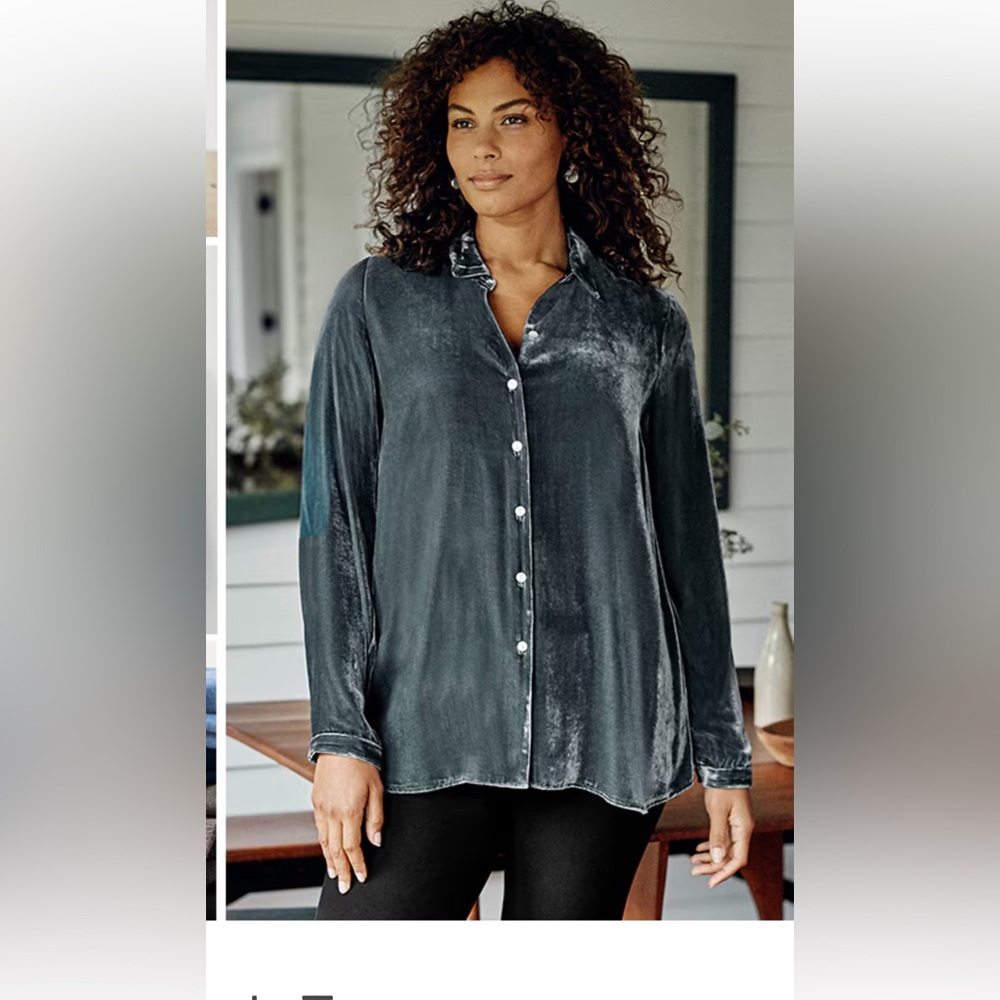 J Jill‎ crushed velvet and silk  Button-Up Shirt- worn about 3x- great condition